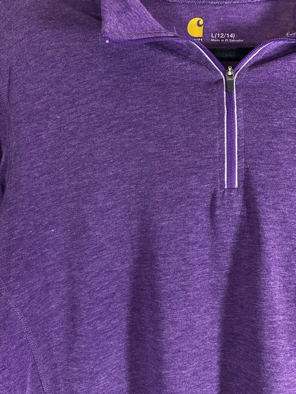 Carhartt Force Purple Quarter Zip Pullover Long Sleeve Athletic Top Size L 12/14 - Picture 4 of 12
